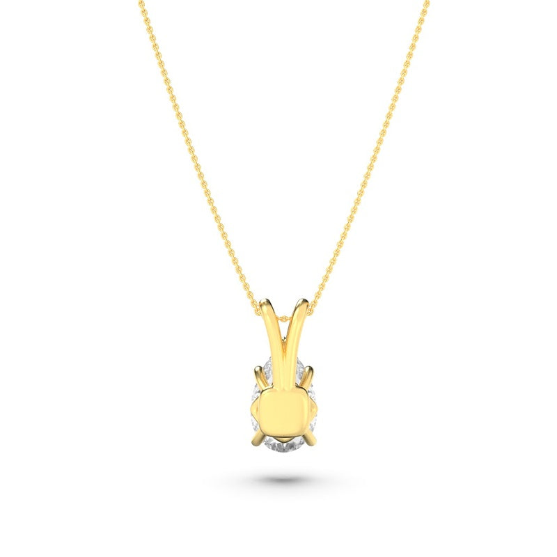 2CTW Pear Shaped Lab Grown Diamond (F/VS) Split Bale Solitaire Pendant in 14K Gold