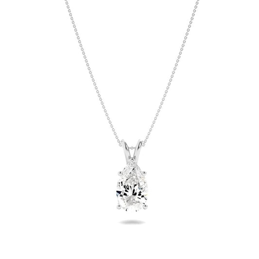 3CTW Pear Shaped Lab Grown Diamond (F/VS) Split Bale Solitaire Pendant in 14K Gold