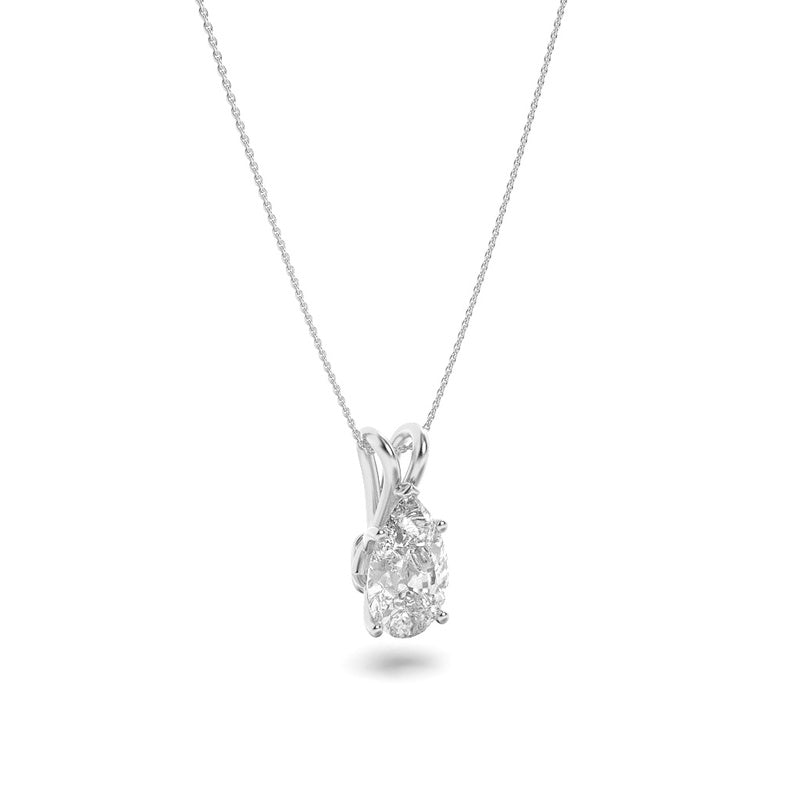 3CTW Pear Shaped Lab Grown Diamond (F/VS) Split Bale Solitaire Pendant in 14K Gold