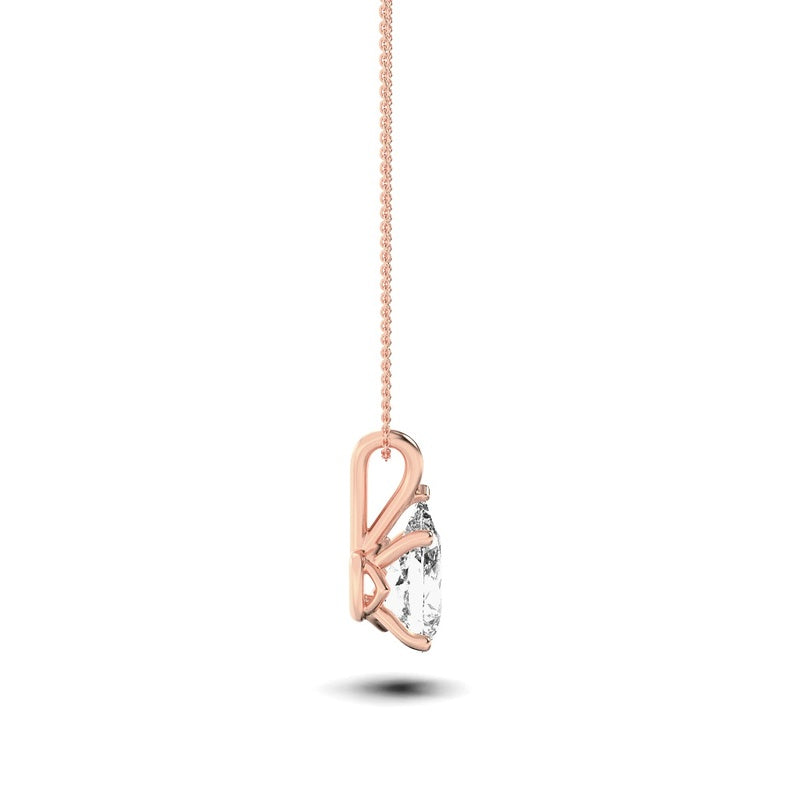 3CTW Pear Shaped Lab Grown Diamond (F/VS) Split Bale Solitaire Pendant in 14K Gold