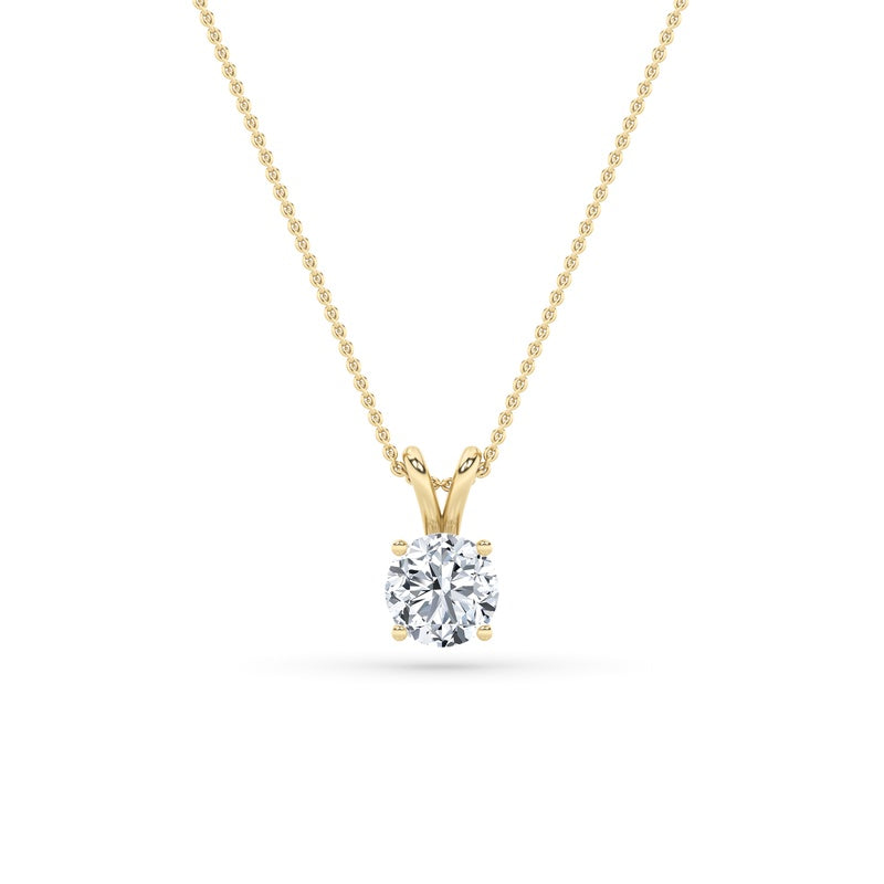 3CTW Round Shaped Lab Grown Diamond (F/VS) Split Bale Solitaire Pendant in 14K Gold