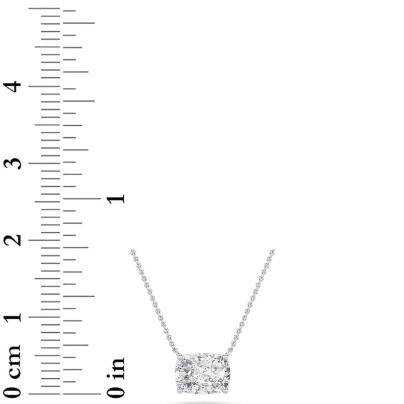1CTW Elongated Cushion Shaped Lab Grown Diamond (F/VS) East West Solitaire Necklace in 14K Gold