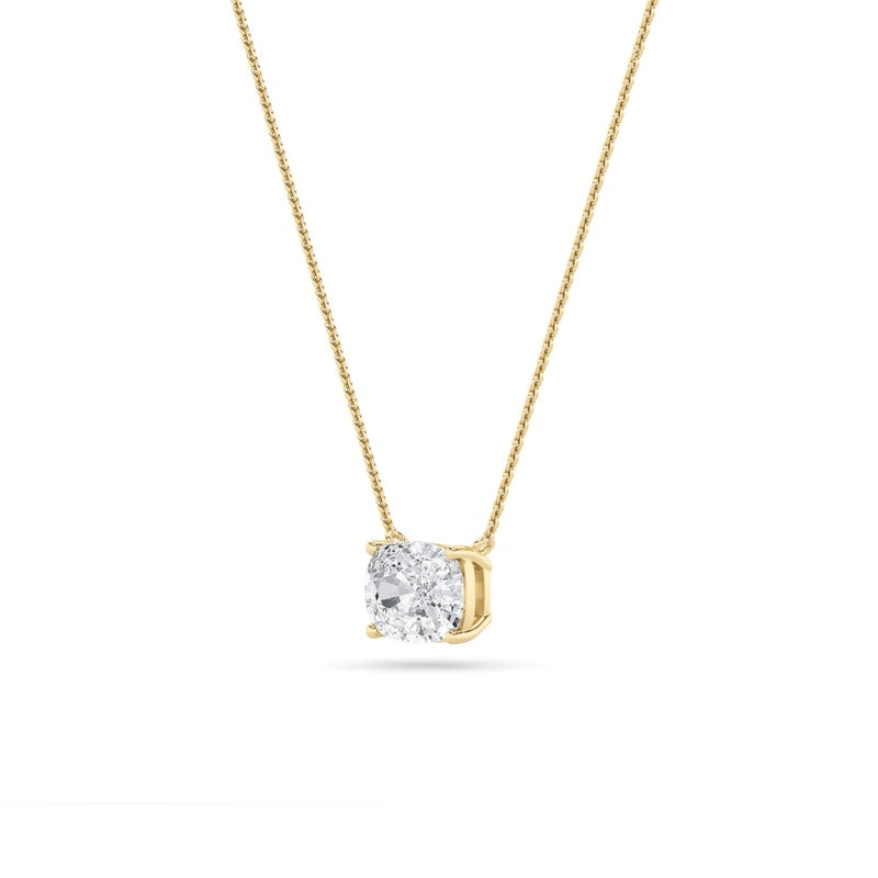 1CTW Elongated Cushion Shaped Lab Grown Diamond (F/VS) East West Solitaire Necklace in 14K Gold