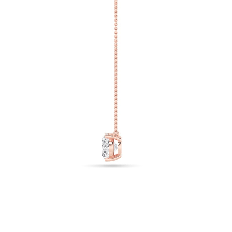 3CTW Oval Shaped Lab Grown Diamond (F/VS) East West Solitaire Necklace in 14K Gold