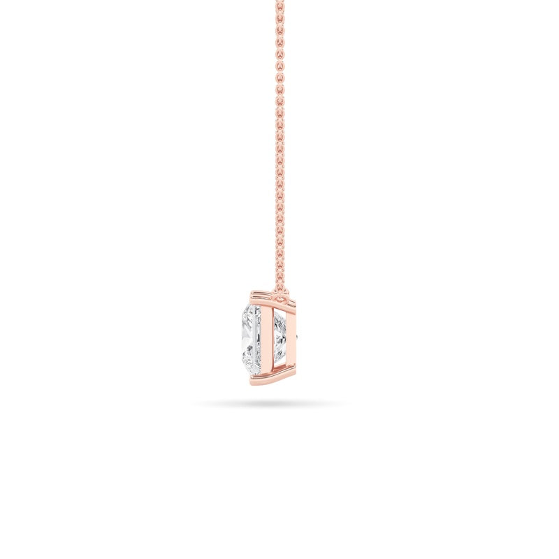 1CTW Princess Shaped Lab Grown Diamond (F/VS) Solitaire Necklace in 14K Gold