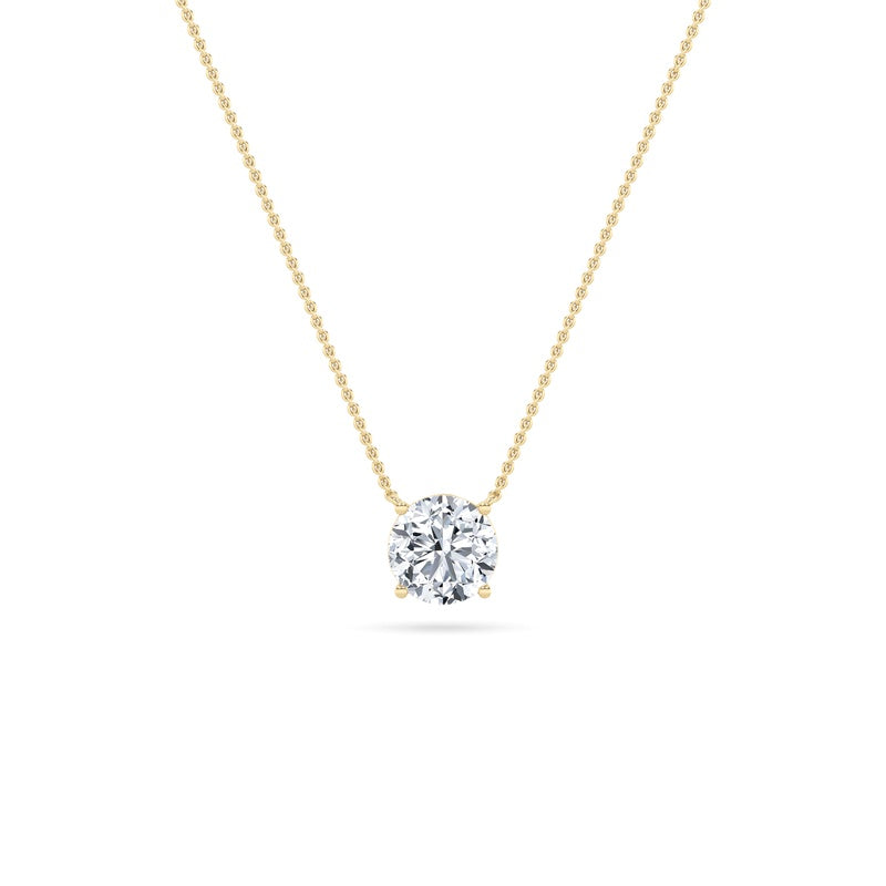 1CTW Round Shaped Lab Grown Diamond (F/VS) Solitaire Necklace in 14K Gold