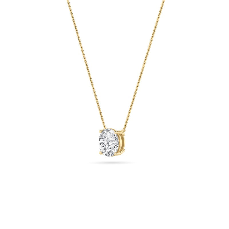 2CTW Round Shaped Lab Grown Diamond (F/VS) Solitaire Necklace in 14K Gold