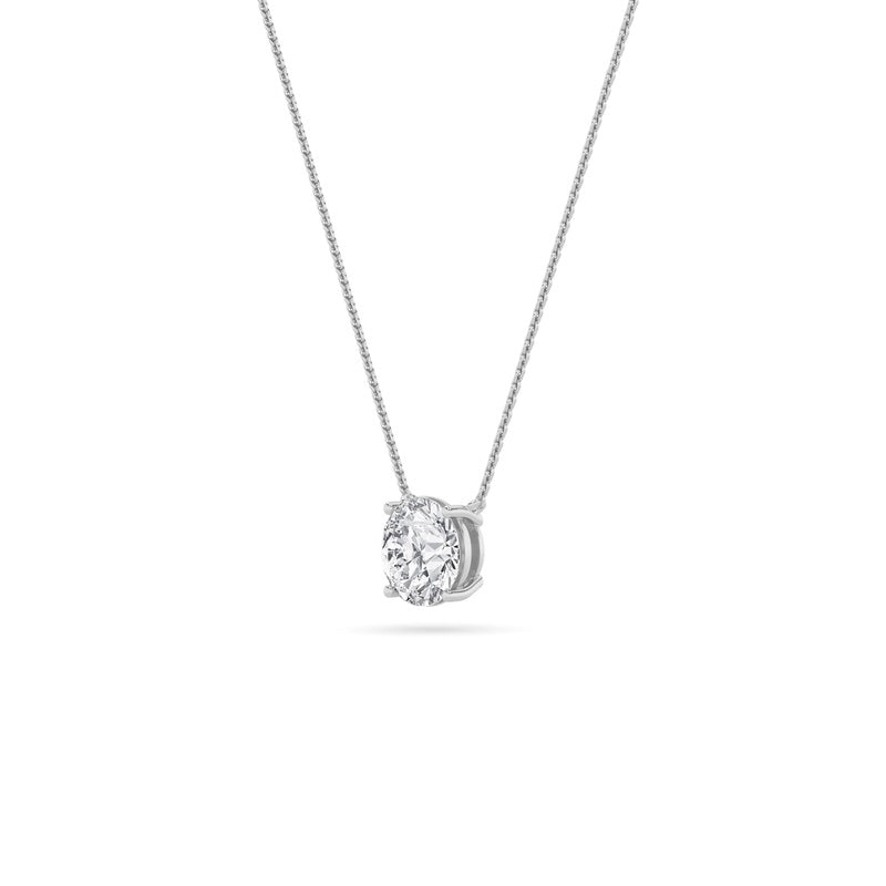 3CTW Round Shaped Lab Grown Diamond (F/VS) Solitaire Necklace in 14K Gold