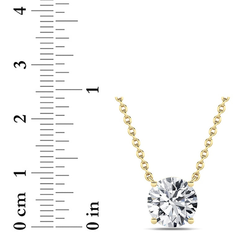 3CTW Round Shaped Lab Grown Diamond (F/VS) Solitaire Necklace in 14K Gold