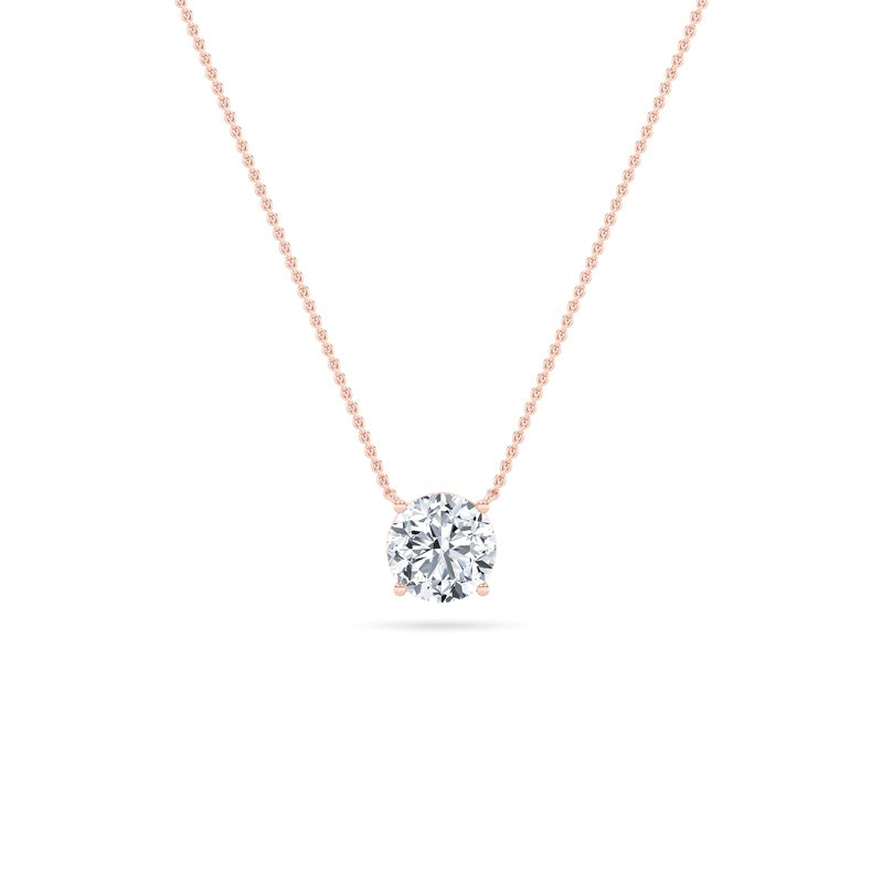 3CTW Round Shaped Lab Grown Diamond (F/VS) Solitaire Necklace in 14K Gold