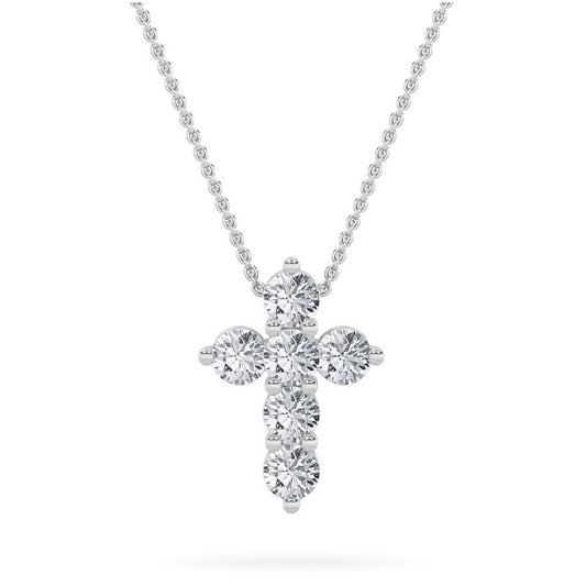 1.5CTW Round Shaped Lab Grown Diamond (F/VS) Cross Pendant in 14K Gold