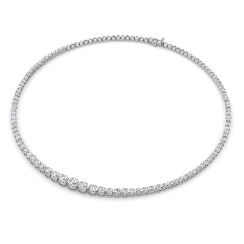 10CTW Round Shaped Lab Grown Diamond (F/VS) Graduating Half  Riviera Necklace in 14K Gold