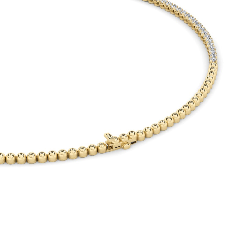 10CTW Round Shaped Lab Grown Diamond (F/VS) Graduating Half  Riviera Necklace in 14K Gold