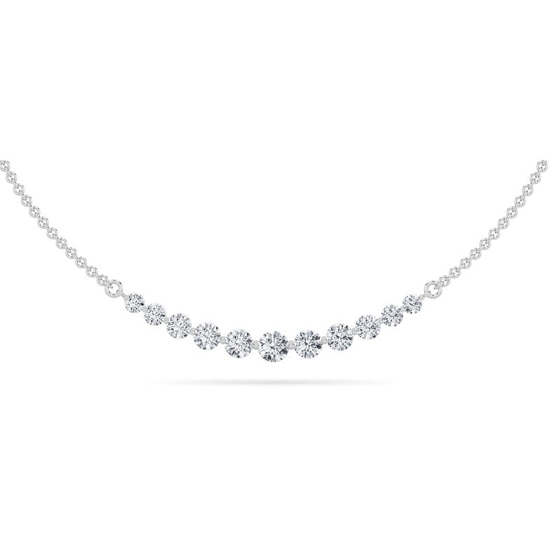 3CTW Round Shaped Lab Grown Diamond (F/VS) Graduating half    Necklace in 14K Gold