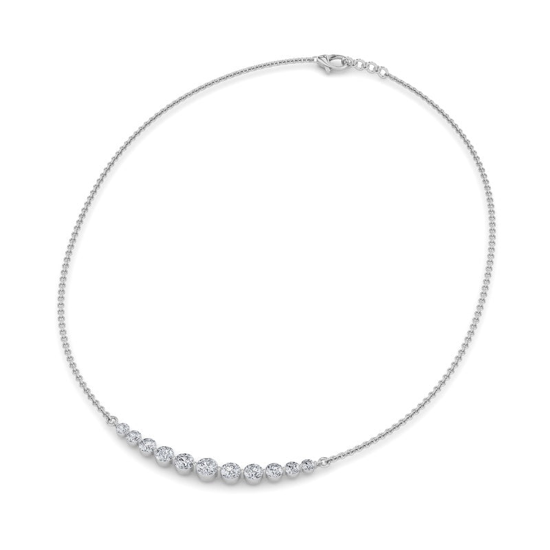 3CTW Round Shaped Lab Grown Diamond (F/VS) Graduating half    Necklace in 14K Gold