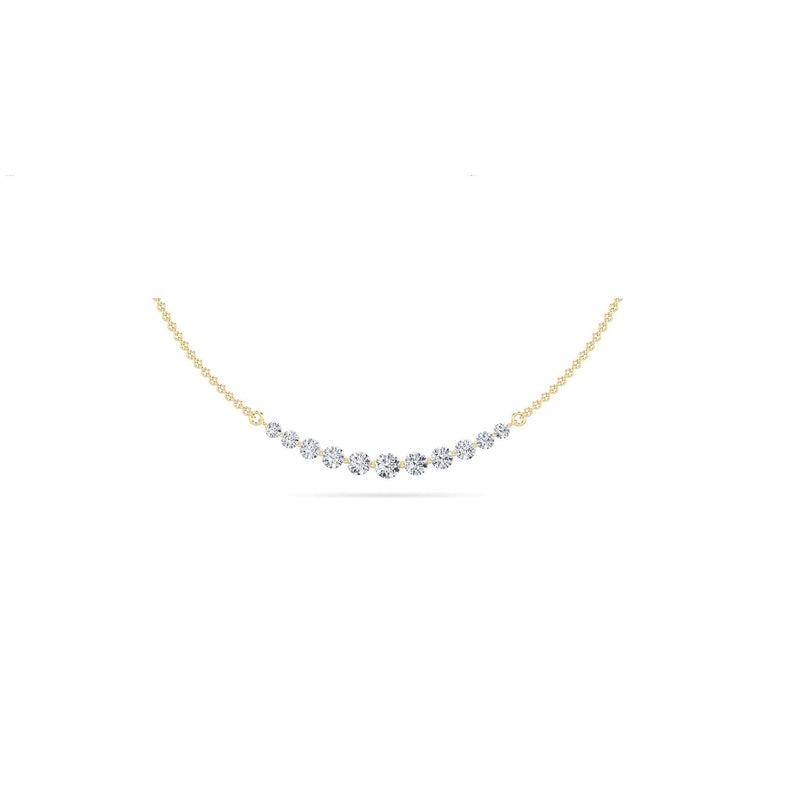 3CTW Round Shaped Lab Grown Diamond (F/VS) Graduating half    Necklace in 14K Gold