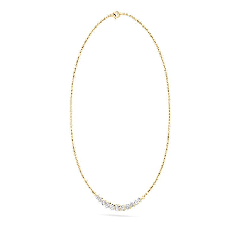 3CTW Round Shaped Lab Grown Diamond (F/VS) Graduating half    Necklace in 14K Gold