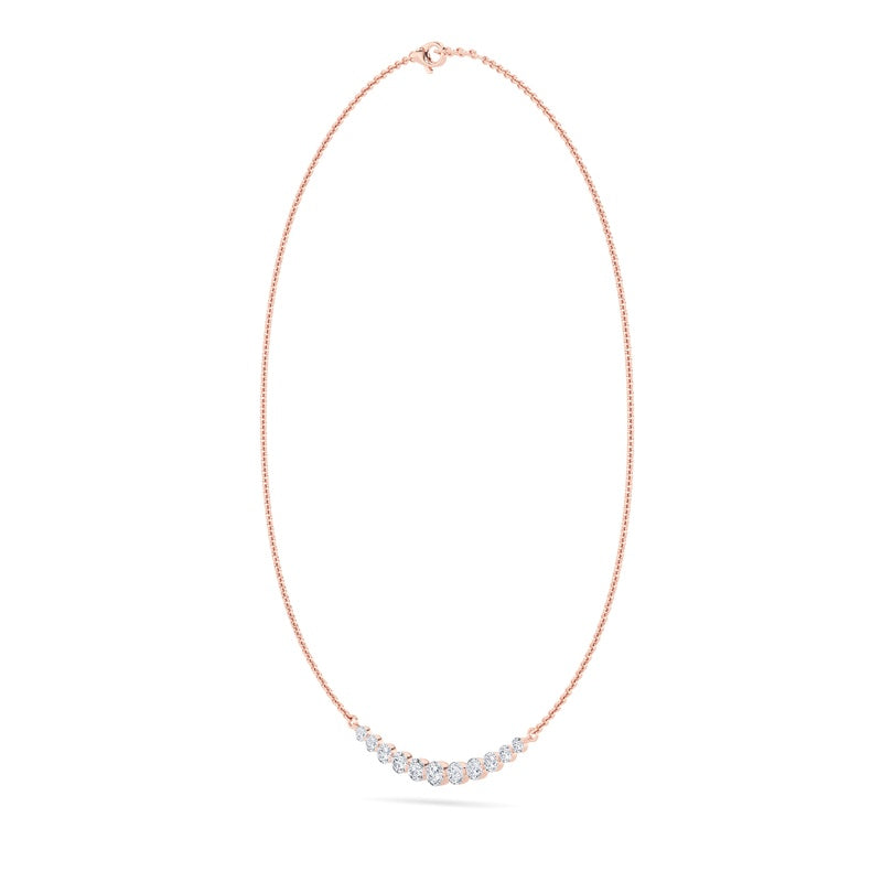 3CTW Round Shaped Lab Grown Diamond (F/VS) Graduating half    Necklace in 14K Gold