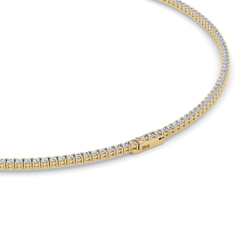 10CTW Round Shaped Lab Grown Diamond (F/VS) Tennis Necklace in 14K White Gold