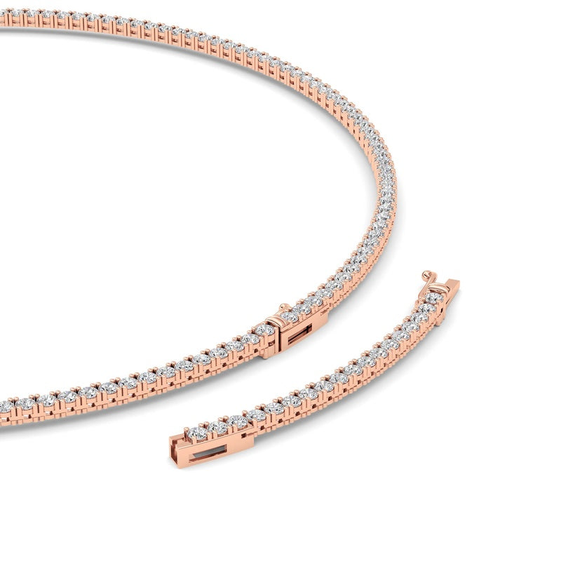 10CTW Round Shaped Lab Grown Diamond (F/VS) Tennis Necklace in 14K White Gold