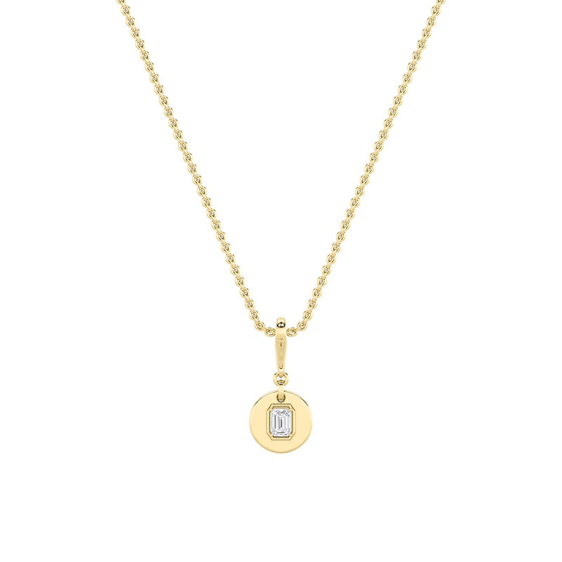1CTW Emerald Shaped Lab Grown Diamond (F/VS) Dog Tag Pendant in 14K Gold