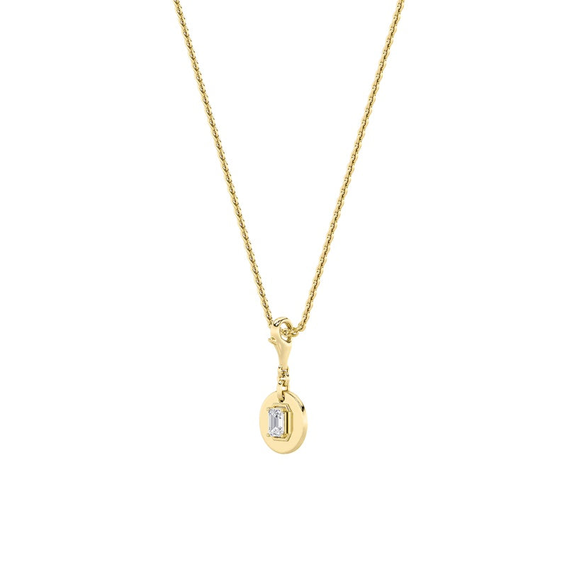 1CTW Emerald Shaped Lab Grown Diamond (F/VS) Dog Tag Pendant in 14K Gold