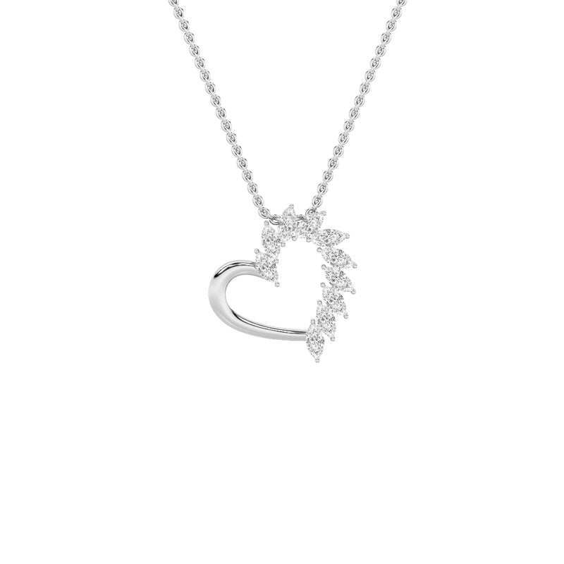 2CTW Marquise Shaped Lab Grown Diamond (F/VS) Heart Shaped Pendant in 14K Gold