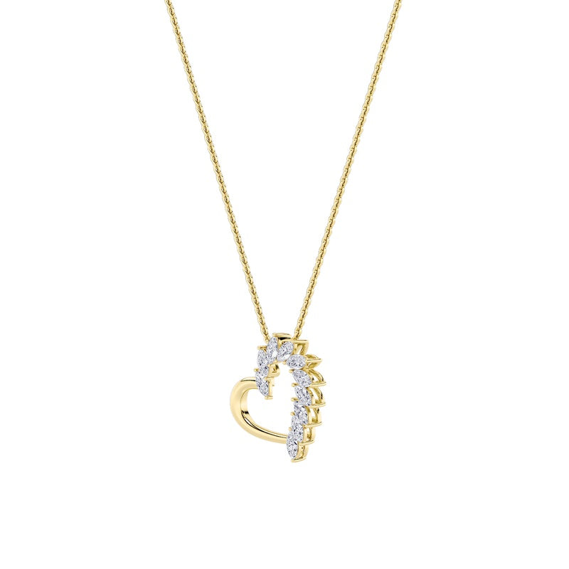 2CTW Marquise Shaped Lab Grown Diamond (F/VS) Heart Shaped Pendant in 14K Gold