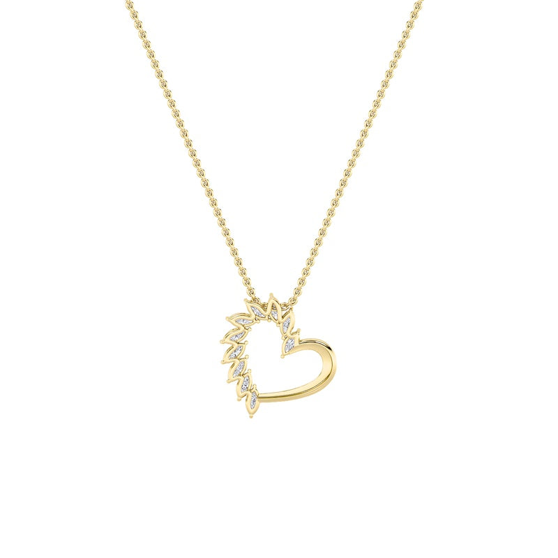 2CTW Marquise Shaped Lab Grown Diamond (F/VS) Heart Shaped Pendant in 14K Gold