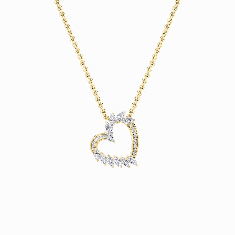 2.5CTW Marquise Shaped Lab Grown Diamond (F/VS) Heart Shaped Pendant in 14K Gold