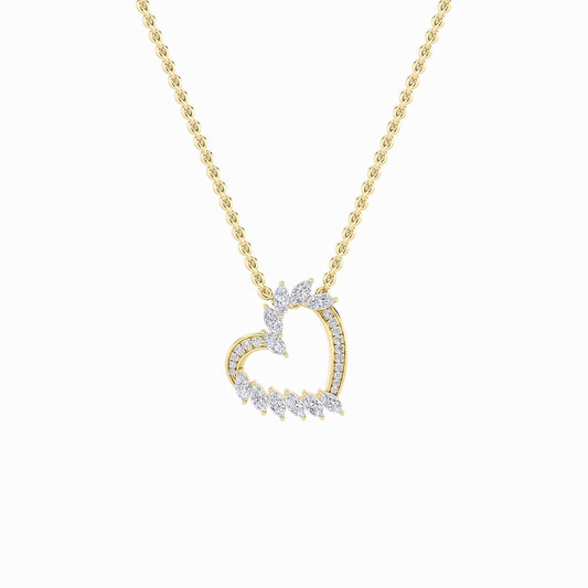 2.5CTW Marquise Shaped Lab Grown Diamond (F/VS) Heart Shaped Pendant in 14K Gold