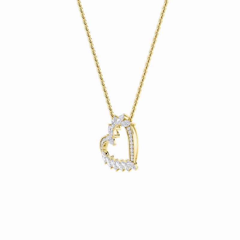 2.5CTW Marquise Shaped Lab Grown Diamond (F/VS) Heart Shaped Pendant in 14K Gold