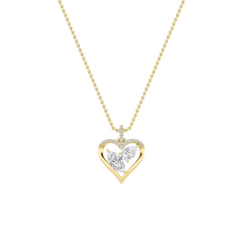2.5CTW Marquise Shaped Lab Grown Diamond (F/VS) Heart Shaped Pendant in 14K Gold