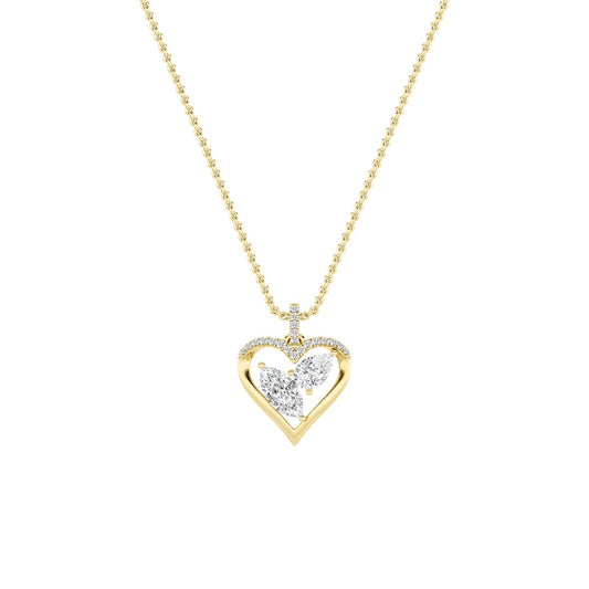 2.5CTW Marquise Shaped Lab Grown Diamond (F/VS) Heart Shaped Pendant in 14K Gold