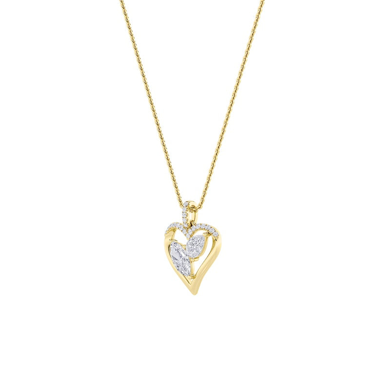 2.5CTW Marquise Shaped Lab Grown Diamond (F/VS) Heart Shaped Pendant in 14K Gold