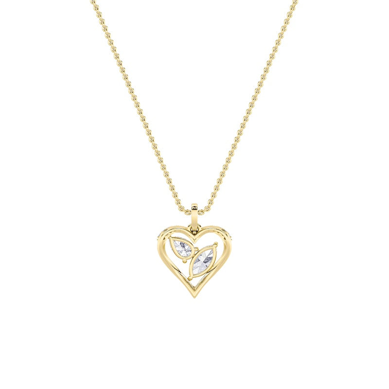 2.5CTW Marquise Shaped Lab Grown Diamond (F/VS) Heart Shaped Pendant in 14K Gold