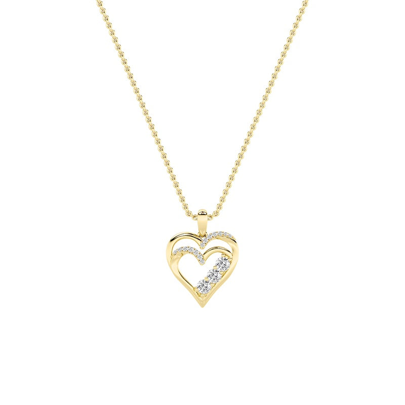 1CTW Round Shaped Lab Grown Diamond (F/VS) Heart Shaped Pendant in 14K Gold
