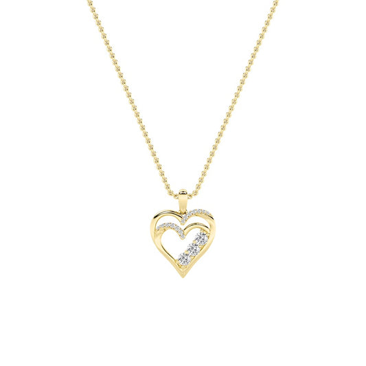 1CTW Round Shaped Lab Grown Diamond (F/VS) Heart Shaped Pendant in 14K Gold