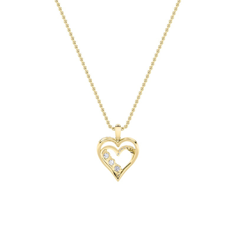 1CTW Round Shaped Lab Grown Diamond (F/VS) Heart Shaped Pendant in 14K Gold