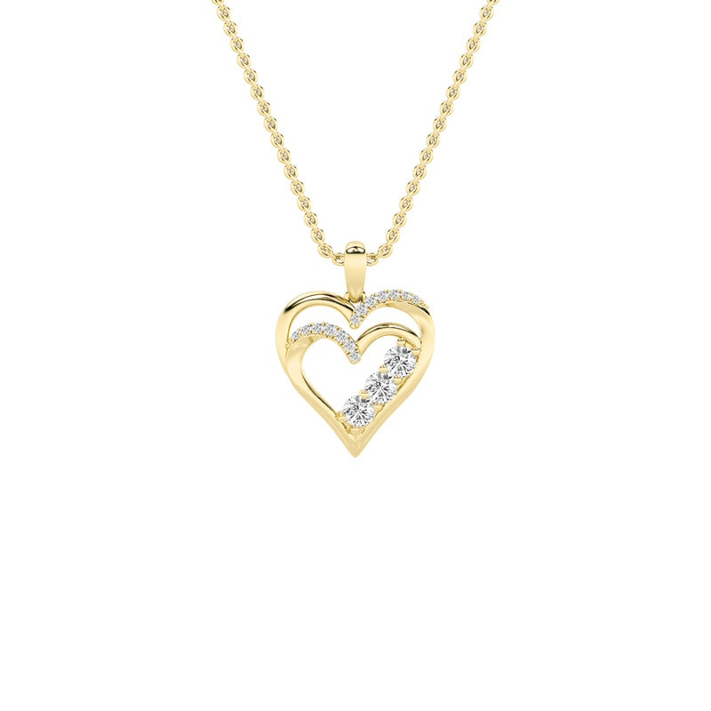 1CTW Round Shaped Lab Grown Diamond (F/VS) Heart Shaped Pendant in 14K Gold