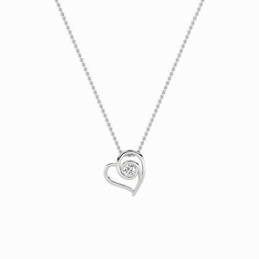 1CTW Round Shaped Lab Grown Diamond (F/VS) Heart Shaped Pendant in 14K Gold