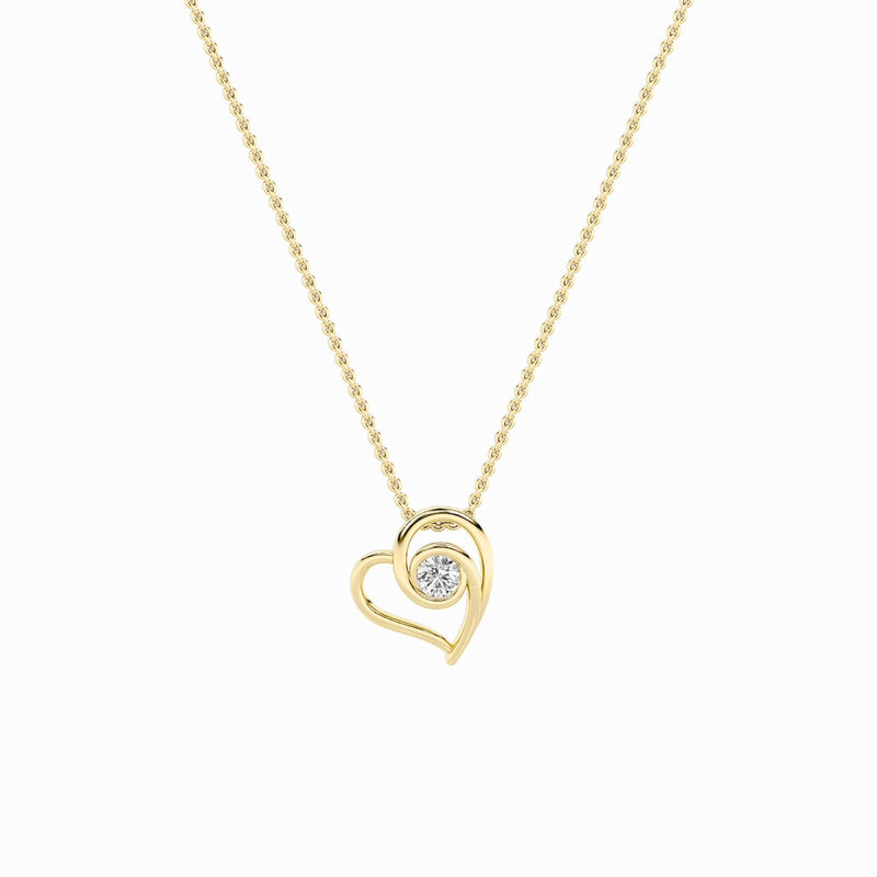 1CTW Round Shaped Lab Grown Diamond (F/VS) Heart Shaped Pendant in 14K Gold