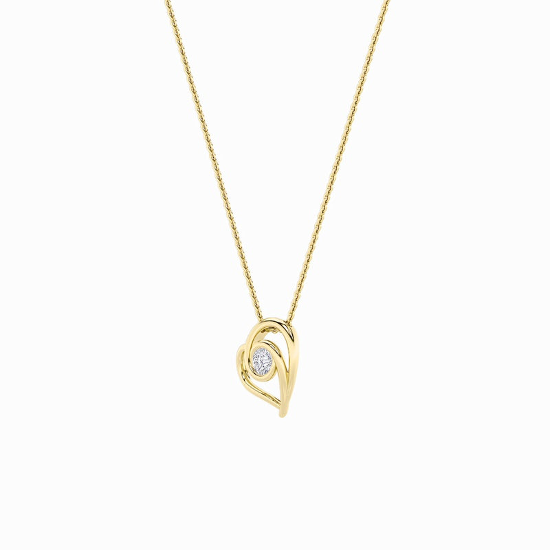 1CTW Round Shaped Lab Grown Diamond (F/VS) Heart Shaped Pendant in 14K Gold