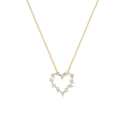 2.5CTW Emerald Shaped Lab Grown Diamond (F/VS) Heart Shaped Pendant in 14K Gold