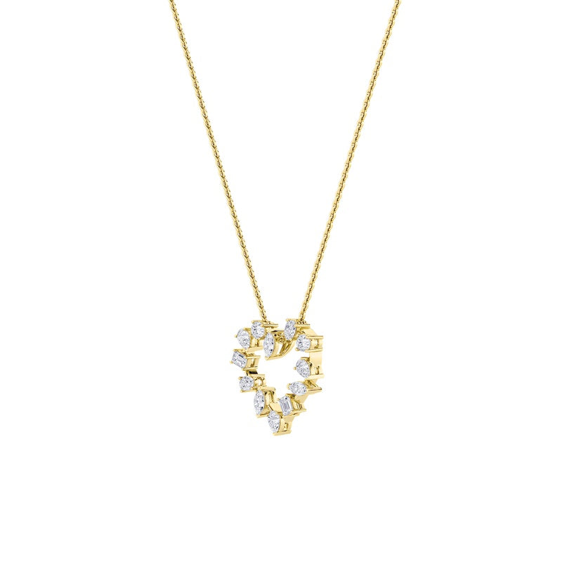 2.5CTW Emerald Shaped Lab Grown Diamond (F/VS) Heart Shaped Pendant in 14K Gold