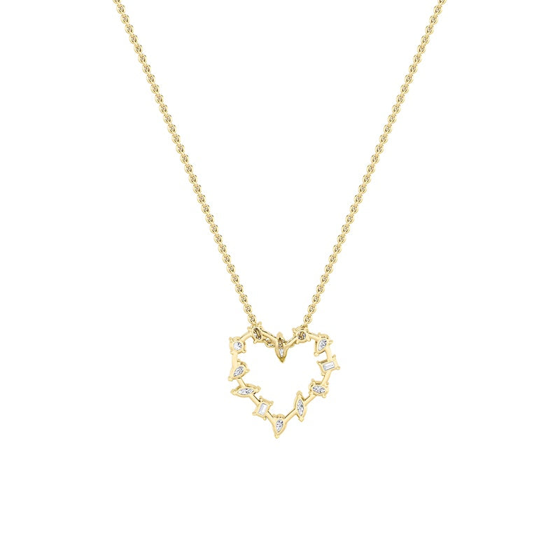 2.5CTW Emerald Shaped Lab Grown Diamond (F/VS) Heart Shaped Pendant in 14K Gold