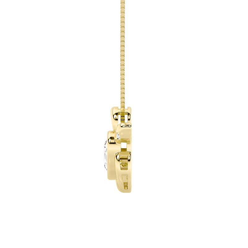 1.5CTW Oval Shaped Lab Grown Diamond (F/VS) Bezel Set Turtle Pendant in 14K Gold