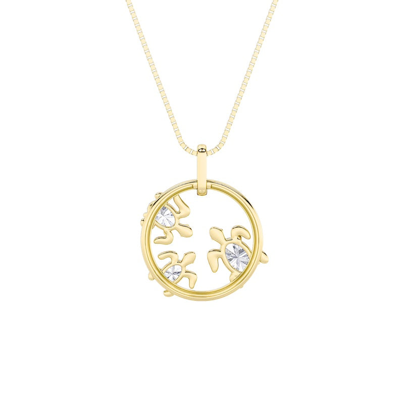 2CTW Oval Shaped Lab Grown Diamond (F/VS) Baby Turtle Pendant in 14K Gold