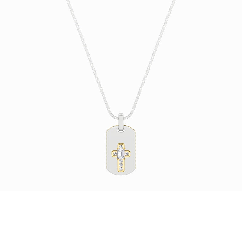 1CTW Emerald Shaped Lab Grown Diamond (F/VS) Dog Tag Pendant in 14K Gold