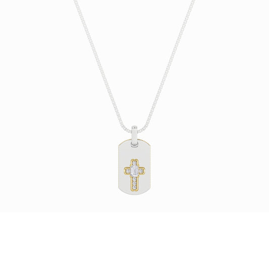 1CTW Emerald Shaped Lab Grown Diamond (F/VS) Dog Tag Pendant in 14K Gold